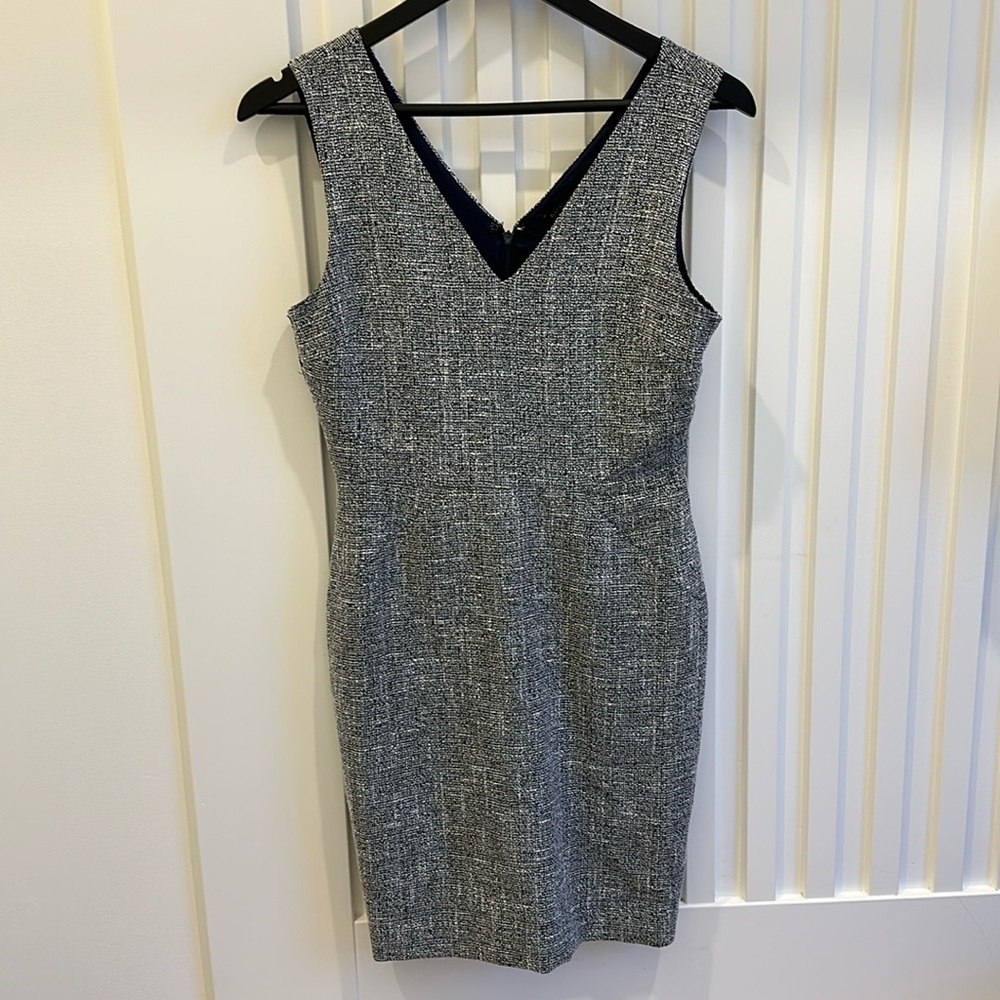 Banana Republic Blue Tweed V-Neck Dress